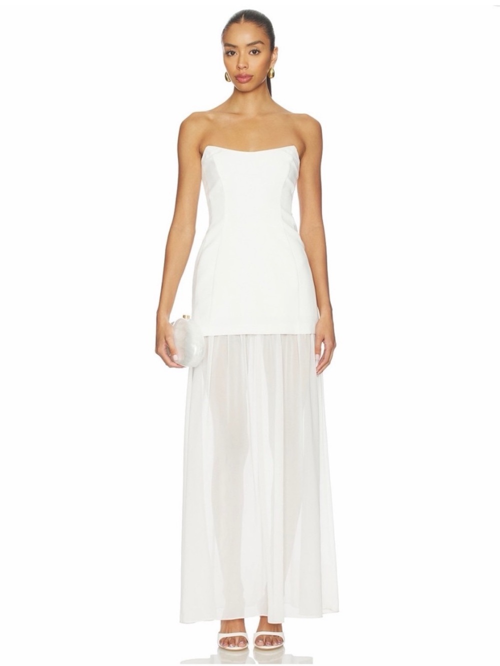 Amanda Uprichard Dress Christy Maxi Strapless in Ivory White